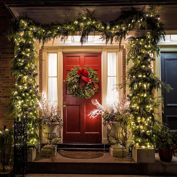 Extra Long Christmas Decorative Outdoor String Light 197 Feet 600LED 8 Modes Indoor Lights with Timer, Outdoor Indoor Fairy Lights Christmas Tree Patio Garden Holiday Warm White
