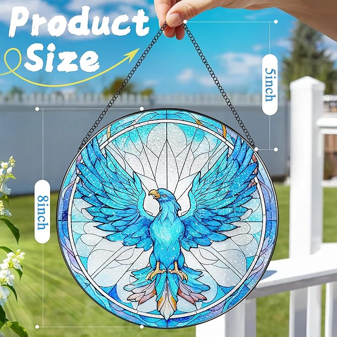 Stained Glass Window Hanging, Stained Glass Suncatcher, Phoenix Sun Catcher, Window Decor, Phoenix Gift, Gifts for Mothers Day, Christmas or Birthday Gift, Gifts for Lover Couple Colleague Friends