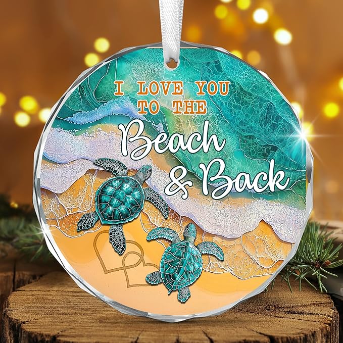 Christmas Couple Gifts for Her Him Boyfriend Girlfriend - Glass Christmas Ornaments 2025 for Tree Decorations - Wedding Anniversary Couples Gifts for Husband Wife Men Women, Sea Turtle Decor
