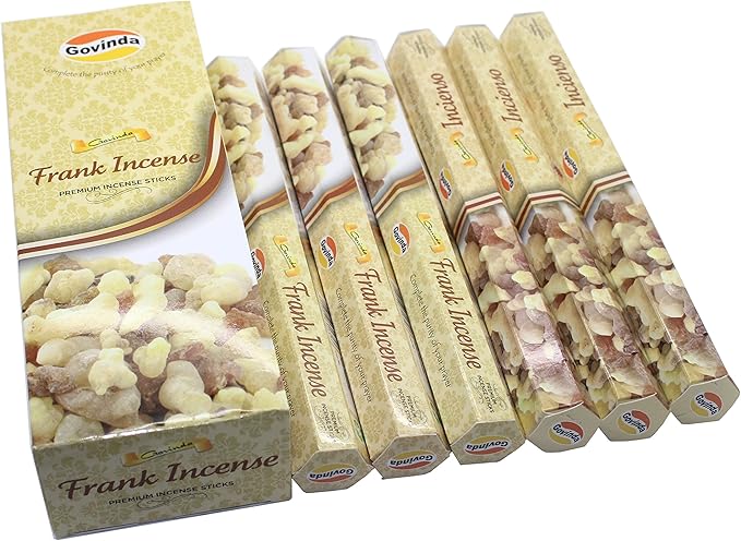 Govinda Incense - 120 Incense Sticks, Premium Incense, Masala Coated (Frankincense)