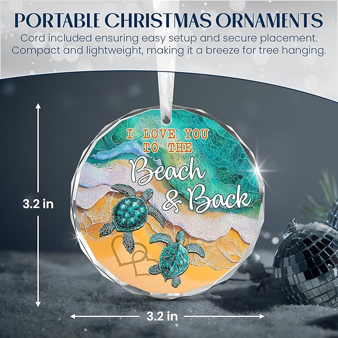 Christmas Couple Gifts for Her Him Boyfriend Girlfriend - Glass Christmas Ornaments 2025 for Tree Decorations - Wedding Anniversary Couples Gifts for Husband Wife Men Women, Sea Turtle Decor