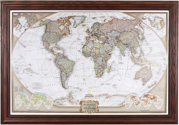 Push Pin Travel Maps Customizable Wall Art - Executive World - Solid Wood Cherry - Personalized Framed Pin Map, Includes 150 Pins - Handcrafted in USA - 27.5" x 39.5"