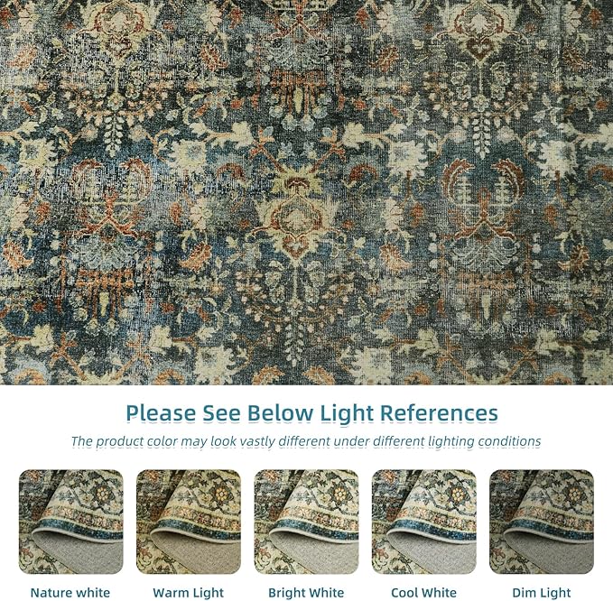 Dripex Vintage Washable Area Rug - 2x4 Indoor Door Mat Oriental Medallion Accent Throw Rug Distressed Foldable Non-Slip Low-Pile Bathroom Kitchen Rug for Entryway Laundry Room Living Room Bedroom