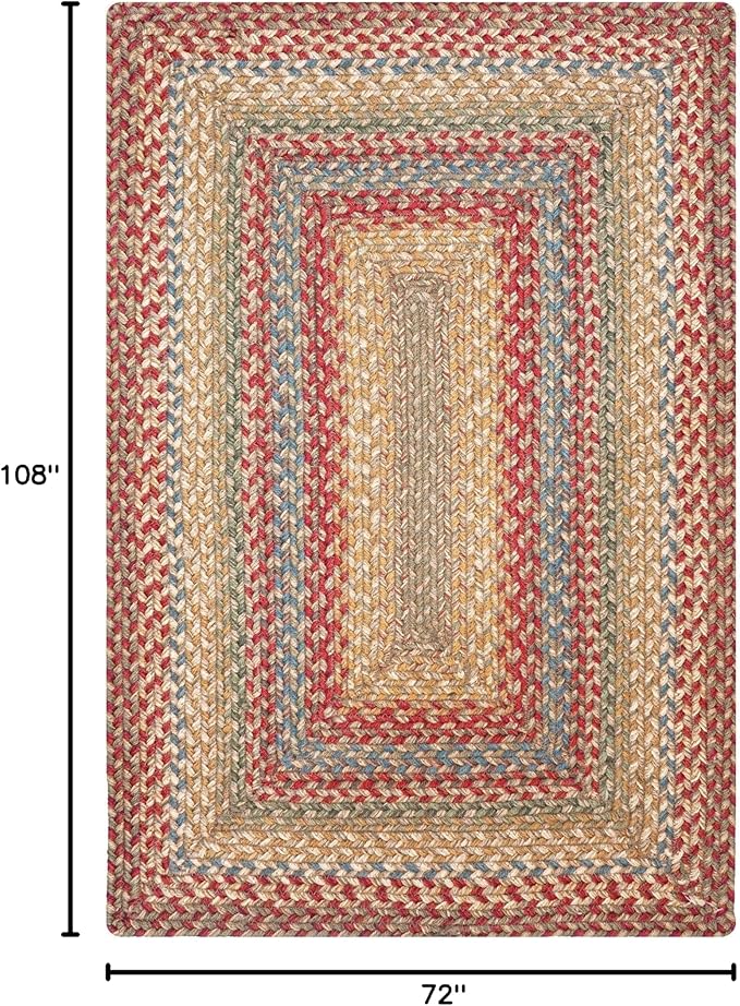 Homespice Azalea Multicolor Braided Area Rug, Jute, 6x9' Rectangle - Perfect Country Primitive Decor for Dining Room, Living Room, Everywhere