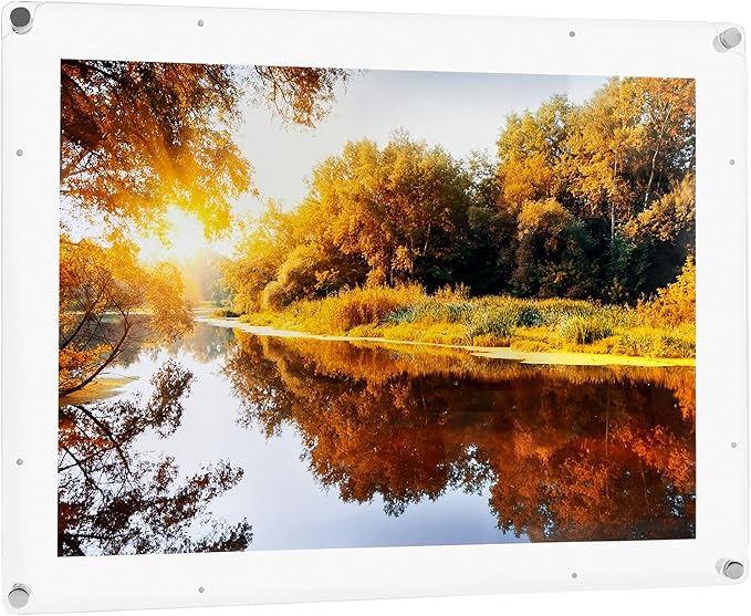 ArtToFrames 24x24 Inch Magnetic Acrylic Frame with Chrome Standoffs for Wall Mounting and Removable Acrylic Front, Full Frame Size is 28x28 Inches (AcrylicMagnet-109-24x24-79-1)