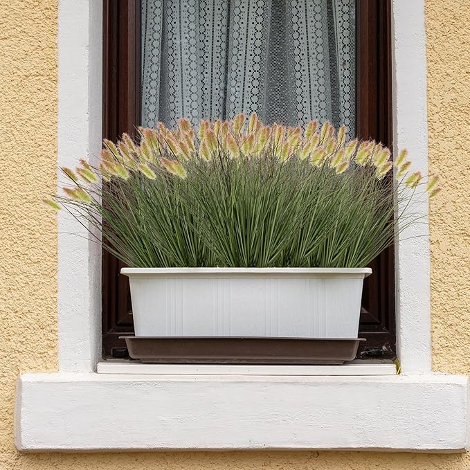 Artificial Grass, Fake Grass, Artificial Shrubs, Wheatgrass Cattails Fake Grass Decorations, Artificial Plants, Ornamental Grass, Outdoor Fake Grass, Green Leafy Decorations (12PCS)