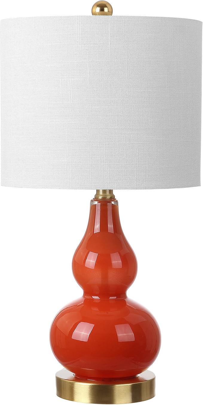 JONATHAN Y JYL1028G Anya 20.5" Mini Glass LED Table Lamp, Transitional, Glam, Midcentury, Modern, Elegant, Office, Living Room, Family Room, Dining Room, Bedroom, Hallway, Foyer, Sunset Orange