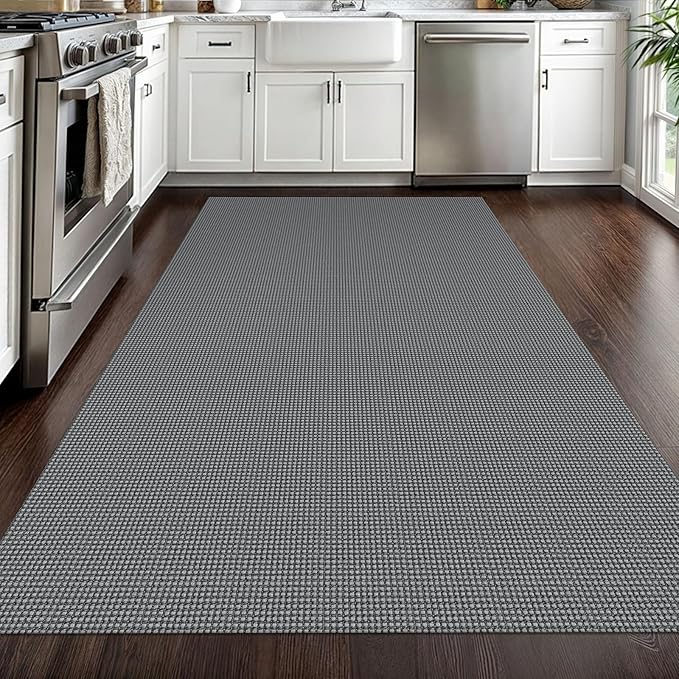 EARTHALL Woven Area Rug 4x6 Ft Washable Rugs for Entryway Non Slip Braided Throw Rugs Bedroom Carpet Cotton Entry Rug Cotton Floor Carpets for Bedroom Dining Room Living Room, Dark Gray