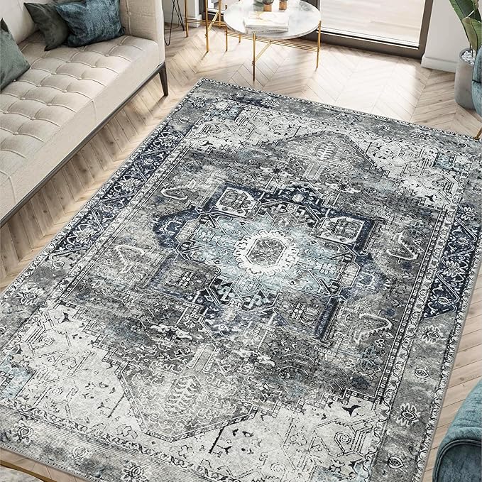 Keen Home Design 3x5 Rug - Machine Washable Entry Rug with Non-Slip Backing, Ideal for Enteryway, Kitchen, Bathroom, Laundry Room - Vintage, Easy Clean, Durable, Low Pile - (3' x 5')
