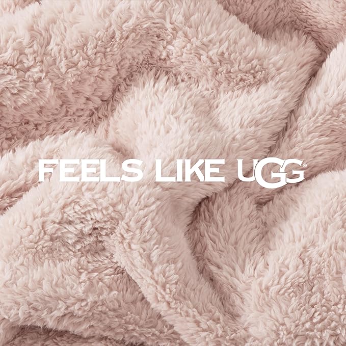 UGG Whitecap Plush Throw Blanket Fleece Soft Warm Throw for Bed or Chair, Luxury Bedroom Decor, Holiday Blankets, Machine Washable, 50-inch x 70-inch, Pink Quartz