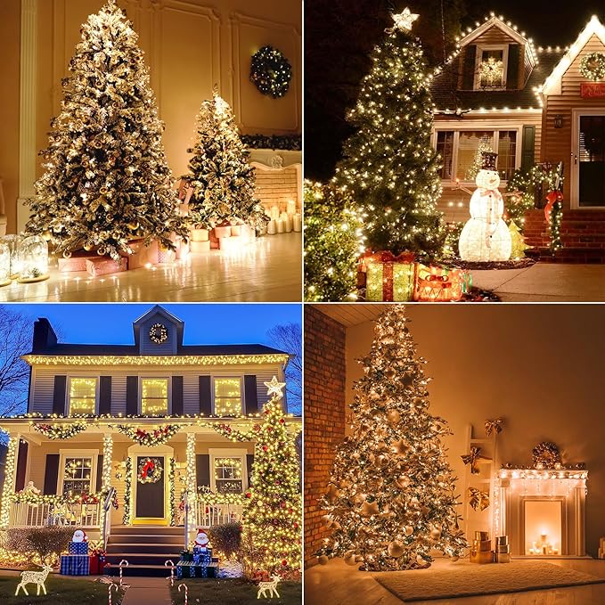 Upgraded 4Pack 280Ft 800 LED Fairy Lights Battery Operated with Remote & Timer, Waterproof Christmas String Lights Outdoor Indoor, Battery Twinkle Lights for Bedroom, Xmas, Parties, Tree, Garden Decor