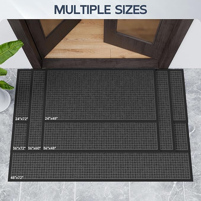 Amyracel Front Door Mat Outside Entrance, 36"x 72" All Season Weather Outside Door Mat, Heavy Duty Rubber Backing Door Mats for Entryway, Low Pile Entry Indoor Doormat for Inside Floor