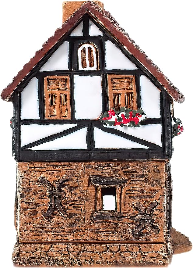Ceramic Houses and Villages Collection - Handmade Christmas Village House Collectible Miniature of Historic House in Lauterbach Germany - Cone Incense Holder Room Decor Incense Burner S19-6