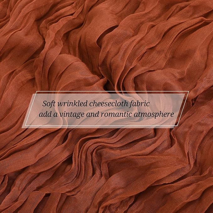 25 Pack Terracotta Cheesecloth Table Runner 17 x 108 Inch Fall Thanksgiving Boho Rustic Farmhouse Gauze Cheese Cloth Runner for Wedding Party Baby Shower Home Decor Holiday Decorations