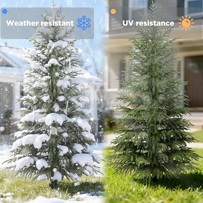 6FT Artificial Norfolk Pine Trees 2-Pack, Real Touch Faux Cedar Topiary Set in Black Pots, Tall Indoor Outdoor Fake Evergreen Plants for Living Room, Entryway, Office Decor