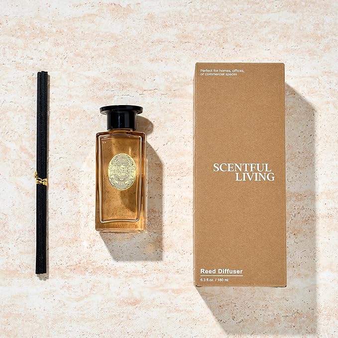 M&SENSE 6.3 oz Large Reed Diffuser Set | Creamy Vanilla Scent Oil Diffuser with Sticks | Hotel Collection Non-Toxic Essential Oil |for Bedroom Bathroom Living Room