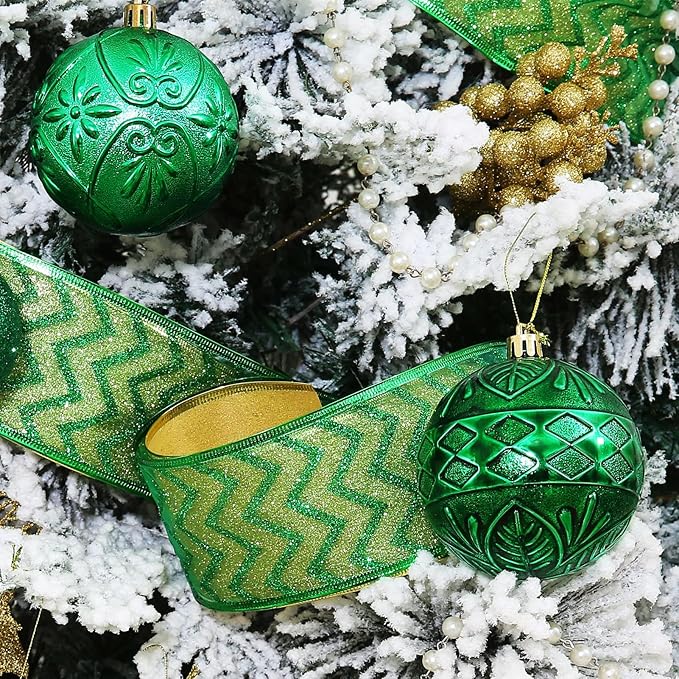 20ct Green Christmas Ball Ornaments Shatterproof Plastic Christmas Tree Decorations for Xmas Party Home Office Holiday Decor -Large Size (3.15", 80mm)