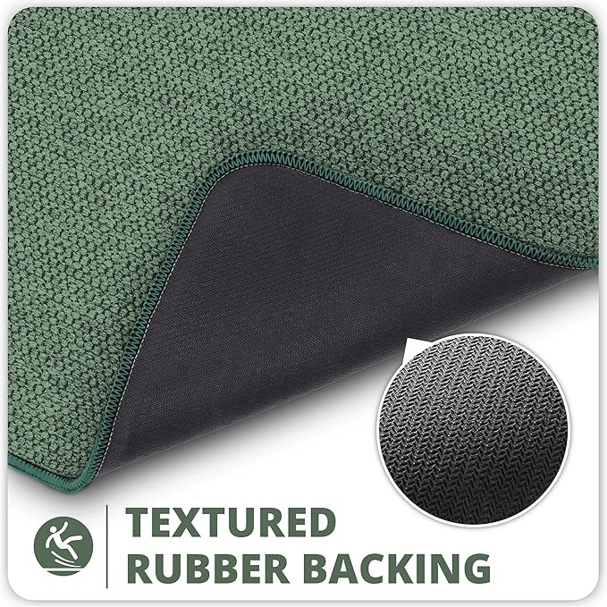 Bath Mat,Ultra Thin Bathroom Runner Rugs,Large Bath Mats for Bathroom,Quick Dry,Non-Slip,Machine Washable,Low Pile,Bath Rug,Shower Outside,Sink,Home Decor Accessories.Green,3'x5'(36x60inch)