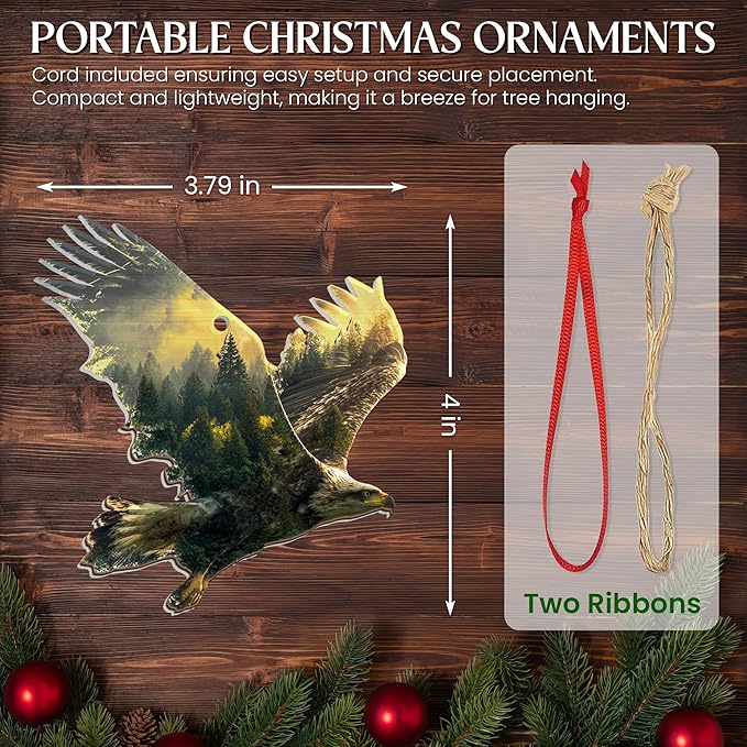 AVERXO Christmas Bald Eagles Gifts for Men Women - 2D Flat (Not 3D) Suncatcher Christmas Ornaments 2025 - Eagle Ornaments for Tree, American Eagle Ornament, Eagle Gifts for Men Women, Birds Lover Gift