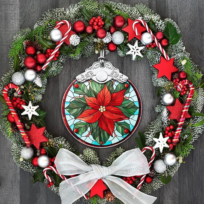 Touber Poinsettia Christmas Ornament, Christmas Ornaments for Tree, Christmas Tree Decor, Holiday Ornament