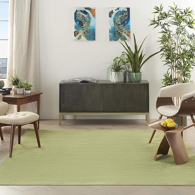 Nourison Essentials Indoor/Outdoor Green 5' x Square Area Rug, Easy Cleaning, Non Shedding, Bed Room, Living Room, Dining Room, Backyard, Deck, Patio (5 Square)
