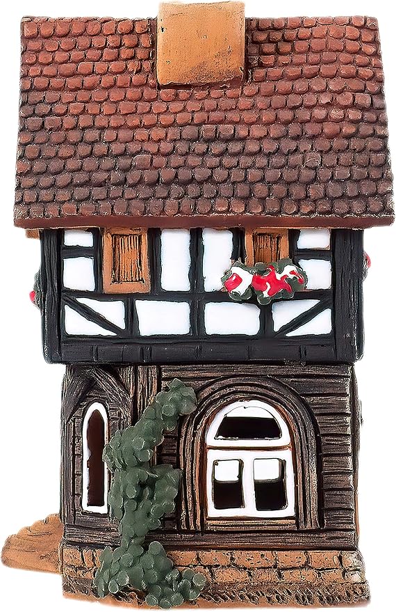 Ceramic Houses and Villages Collection - Handmade Christmas Village House Collectible Miniature of Historic House in Lauterbach Germany - Cone Incense Holder Room Decor Incense Burner S19-6