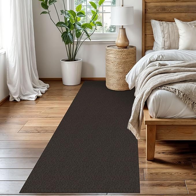 EARTHALL Washable Runner Rug 3x8 Ft Non Slip Runners for Hallways Wide Cotton Rubber Backed Kitchen Runner Braided Indoor Floor Carpet for Entryway, Hallway, Kitchen, Bedroom, Taupe/Coffee
