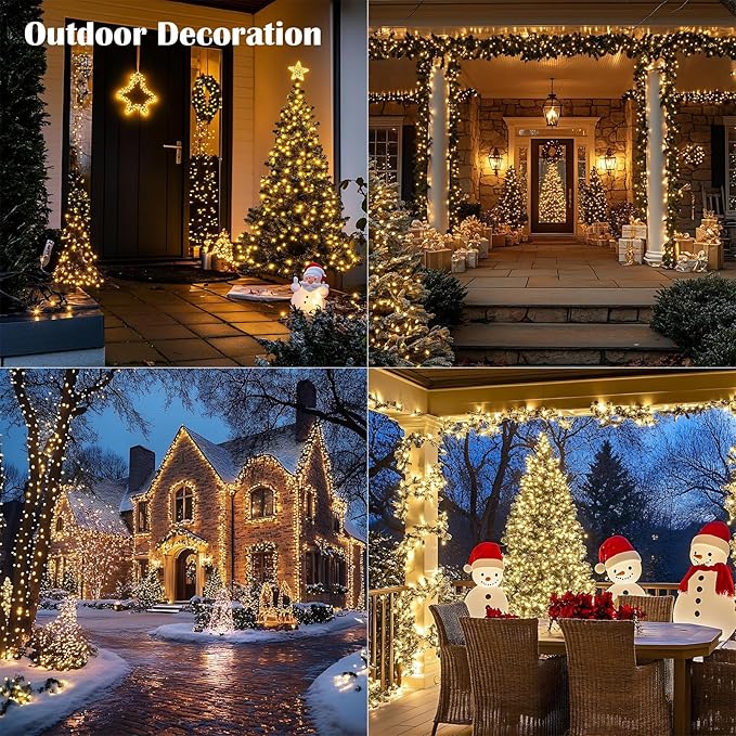 Fairy Lights Plug in,100FT 300LEDs Waterproof Led String Lights,8 Modes Remote Twinkle Light for Outdoor Indoor Christmas Wedding Birthday Garden Party Decorations,Silver Wire,Warm White