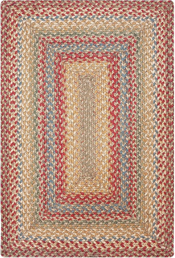 Homespice Azalea Multicolor Braided Area Rug, Jute, 6x9' Rectangle - Perfect Country Primitive Decor for Dining Room, Living Room, Everywhere