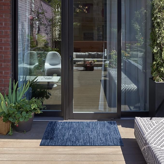 Nourison Home Essentials 2' x 4' Navy Blue Fabric Outdoor Area Rug (2' x 4')