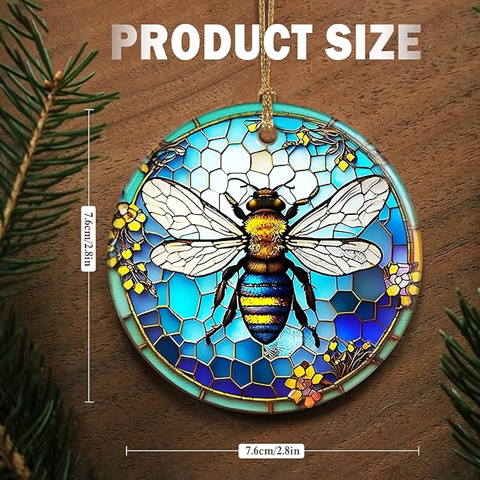 Touber Bee Ornament, Christmas Ornament, Christmas Decoration, Holiday Present Idea, Heirloom Keepsake, Round Ceramic, Gift Exchange, Bauble Present, Gift Idea, Bee