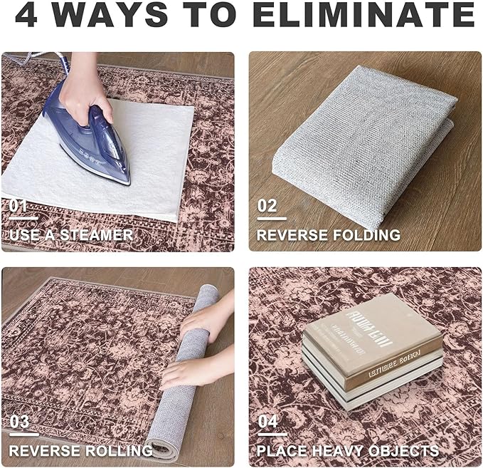 KILOCOCO Small Area Rug 2x3 Entryway Rugs Printed Vintage Red Floral Washable Rug Non-Slip Kitchen Rug Indoor Door Mat, Accent Throw Rugs for Laundry Room Bedside Entrance Holiday Decor
