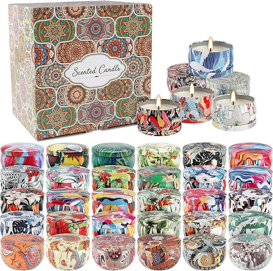 Set 36Pack Scented Candles Gifts Soy Wax Travel Tin Jar Candles for Home 2.5 OZ jar Candles for Mom for Christmas Candles, Birthday, Thanksgiving, Mother's Day,Aromatherapy