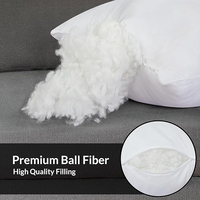 ROYALE LINENS 22 x 22 Pillow Insert - Down Alternative Throw Pillows Insert - Square Pillow Pack of 2 White - Bed & Couch Pillows - Inner Cushion for Bed, Cushion for Living Room - Shams Stuffer
