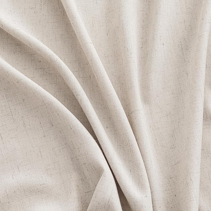 MIULEE Non-See-Through Privacy Linen Curtains 2 Panels, Light Filtering Window Curtains Farnhouse Textured Back Tab Semi Sheer Drapes for Bedroom Living Room, 52 x 90 Inches Long, White