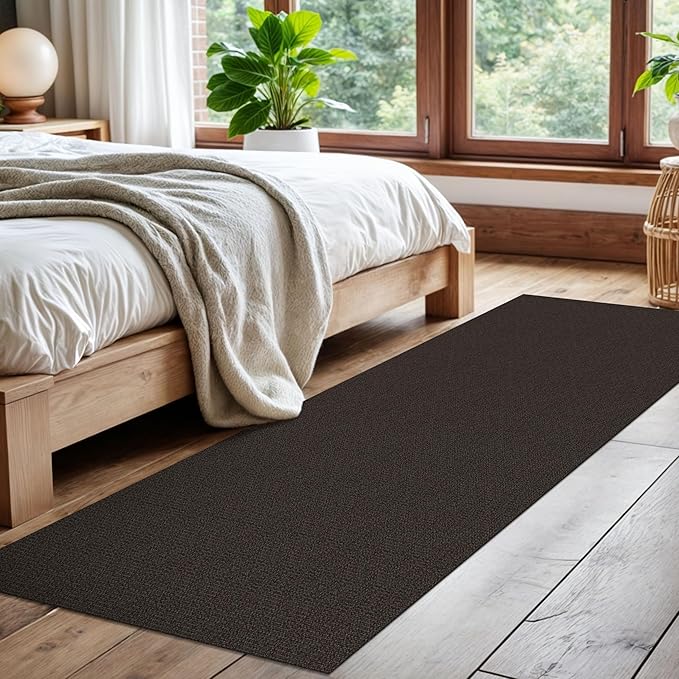 EARTHALL Washable Runner Rug 2x7 Ft Non Slip Runners for Hallways Cotton Rubber Backed Kitchen Runner Braided Indoor Floor Carpet Runners for Entryway, Hallway, Kitchen, Bedroom, Taupe/Coffee