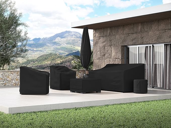 Covermates Square Ottoman Cover - Heavy-Duty Polyester, Weather Resistant, Drawcord Hem, Seating and Chair Covers, 38W x 38D x 20H, Ripstop Black