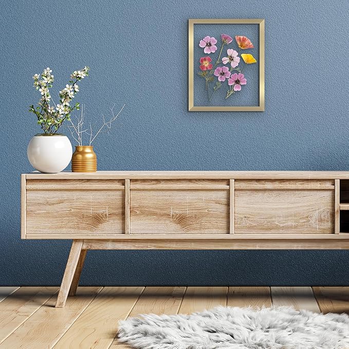 Americanflat 11x14 Floating Picture Frame with Polished Crystal-Clear Glass - Use as 8x10 Picture Frame or Display 5x7 Photo - Signature Float Collection - Photo Frames for Wall Display - Gold