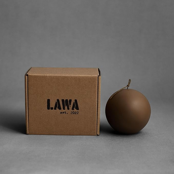 LAWA Sphere Candle - Beautiful Handmade Pillar Scented Soy Wax Elegant Aesthetic Candle Housewarming Gift Home Room Shelf Decor Idea (Kobicha, Large)