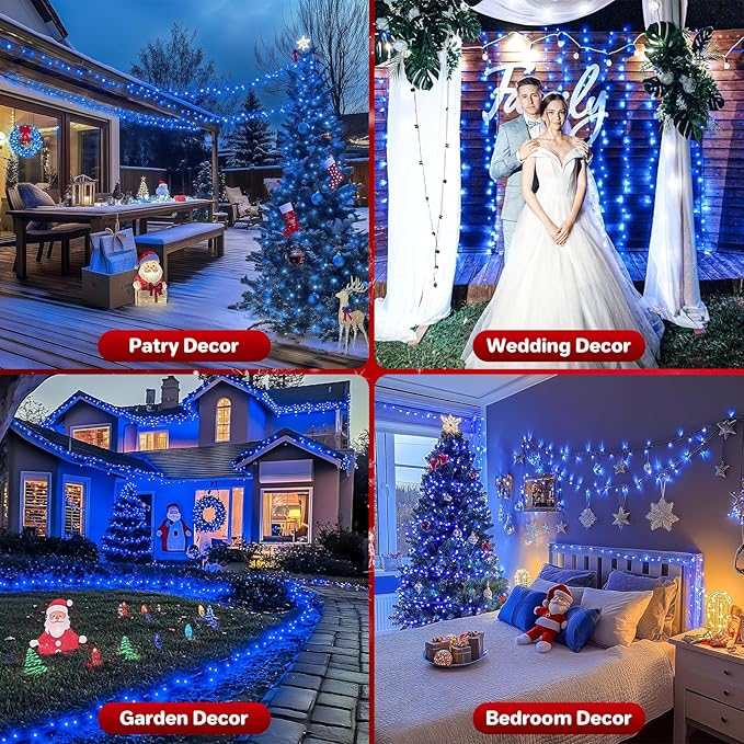 Extra Long 264Ft 800 LED Christmas Lights with Timer, Green Wire Fairy Starry String Lights Plug in, 8 Modes and Memory, forIndoor Outdoor Xmas Tree Wedding Party Decoration,Blue