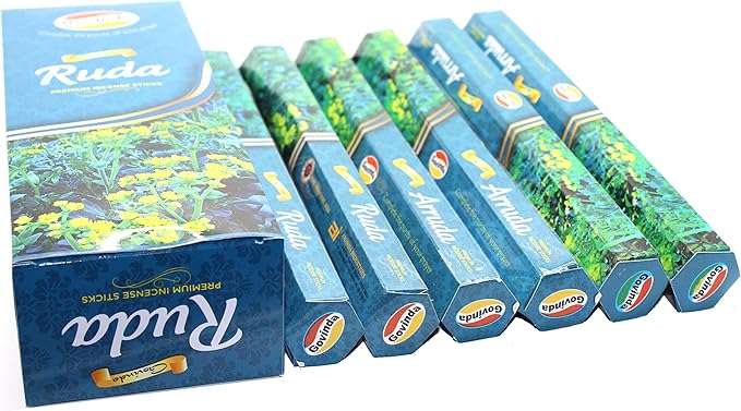 Govinda Incense - 120 Incense Sticks, Premium Incense, Masala Coated (Ruda)