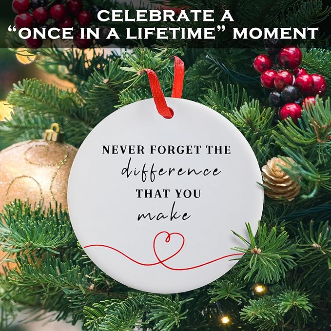 Never Forget The Difference You Make Ornament 6 Inch, You Make a Difference Ornament, Caregiver Christmas Ornament, Thank You Gift for Teacher, Nurse, Coworker, Manager, Mentor Appreciation Gift