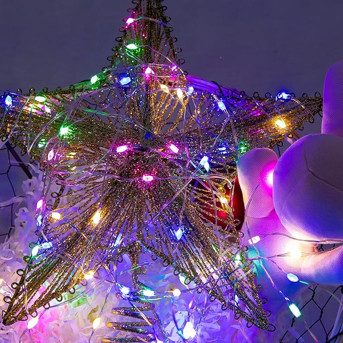 Fairy Lights Plug in,100FT 300LEDs Waterproof Led String Lights,8 Modes Remote Twinkle Light for Outdoor Indoor Christmas Wedding Birthday Garden Party Decorations,Silver Wire,Multicolor