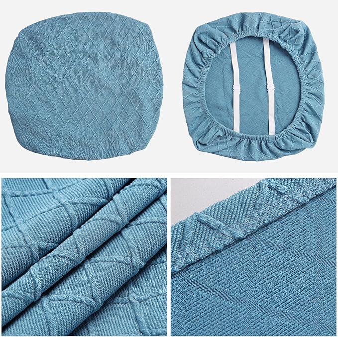 Fuloon Stretch Chair Seat Covers 4 PCS, Removable Washable Dining Chair Covers Anti-Dust Dining Room Seat Cushion Slipcovers (4, Lake Blue)