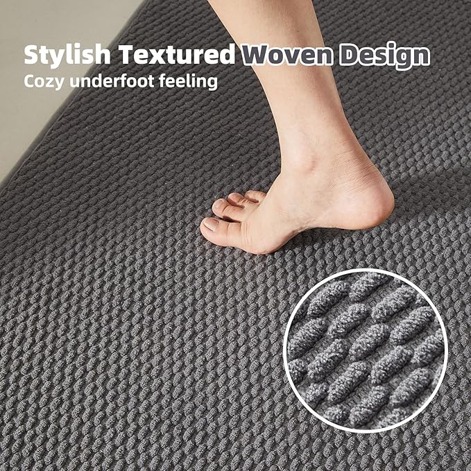 Large Bathroom Rugs Non Slip Washable Bath Rugs Super Absorbent Bathroom Rug Thin Quick Dry Low Pile Bath Mats, Dark Grey 36"x48"