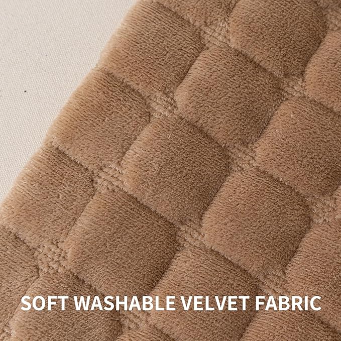 Velvet Throw Pillow Covers(Pack of Two, Brown) 18×18 Inch Decorative Pillows Cover Neutral Soft Chenille Couch Pillows with Zipper Aesthetic for Living Room and Bedroom