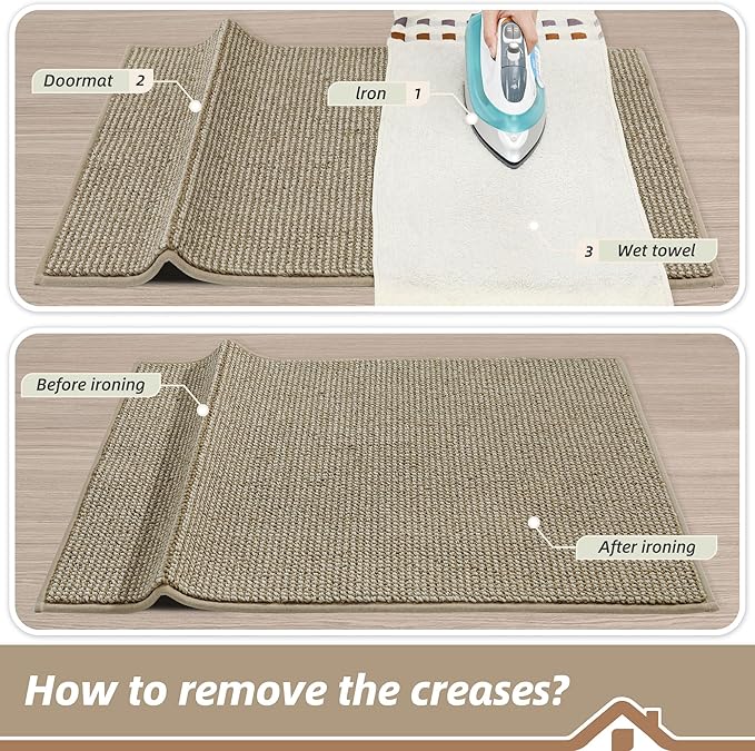 BEQHAUSE Dirt Trapper Door Mat 20" x 32", Non-Slip Washable Doormats Entrance Mat, Dirt Resistant and Absorbent Welcome Mat, Low Profile Floor Mats for Front Back Door and Entryway, Light Beige