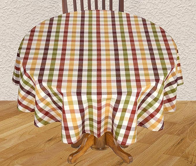 Urban Villa Christmas Tablecloth Buffalo Check Table Cloth Tabletop Cover Kitchen Dining Tablecloth 100% Cotton Great Parties Wedding Holiday Dinner Round 70 Inches 4-6 Seats Table Cloth