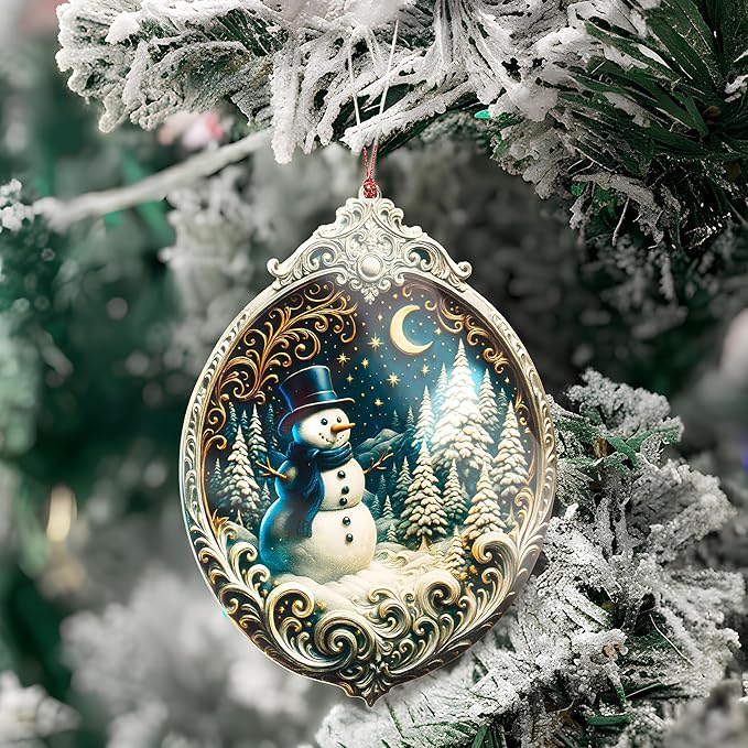 Christmas Ornament 2025 - Snowman Ornament - Snowman Ornaments for Christmas Tree - Acrylic Christmas Ornaments - Christmas Ornament 2025 - White Elephant Gifts - Xmas Tree Funny Decoration