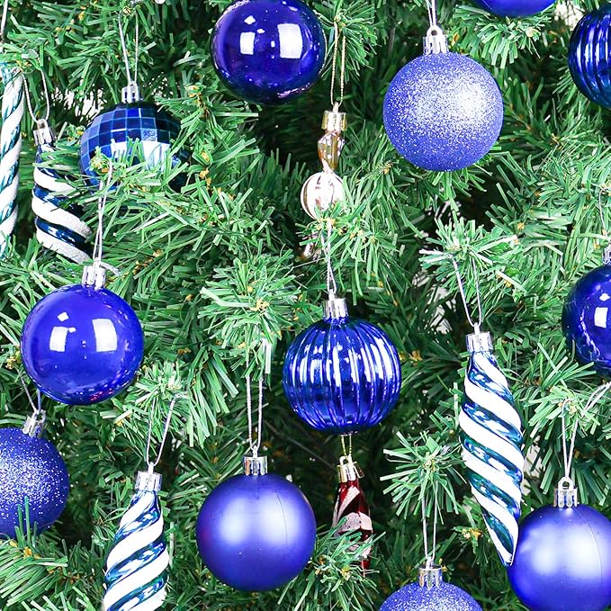 24ct Christmas Balls Ornaments, 2.36 Inch Christmas Tree Balls Ornaments, Decorative Baubles Decorations for Xmas Tree Decor Holiday Party, Royal Blue
